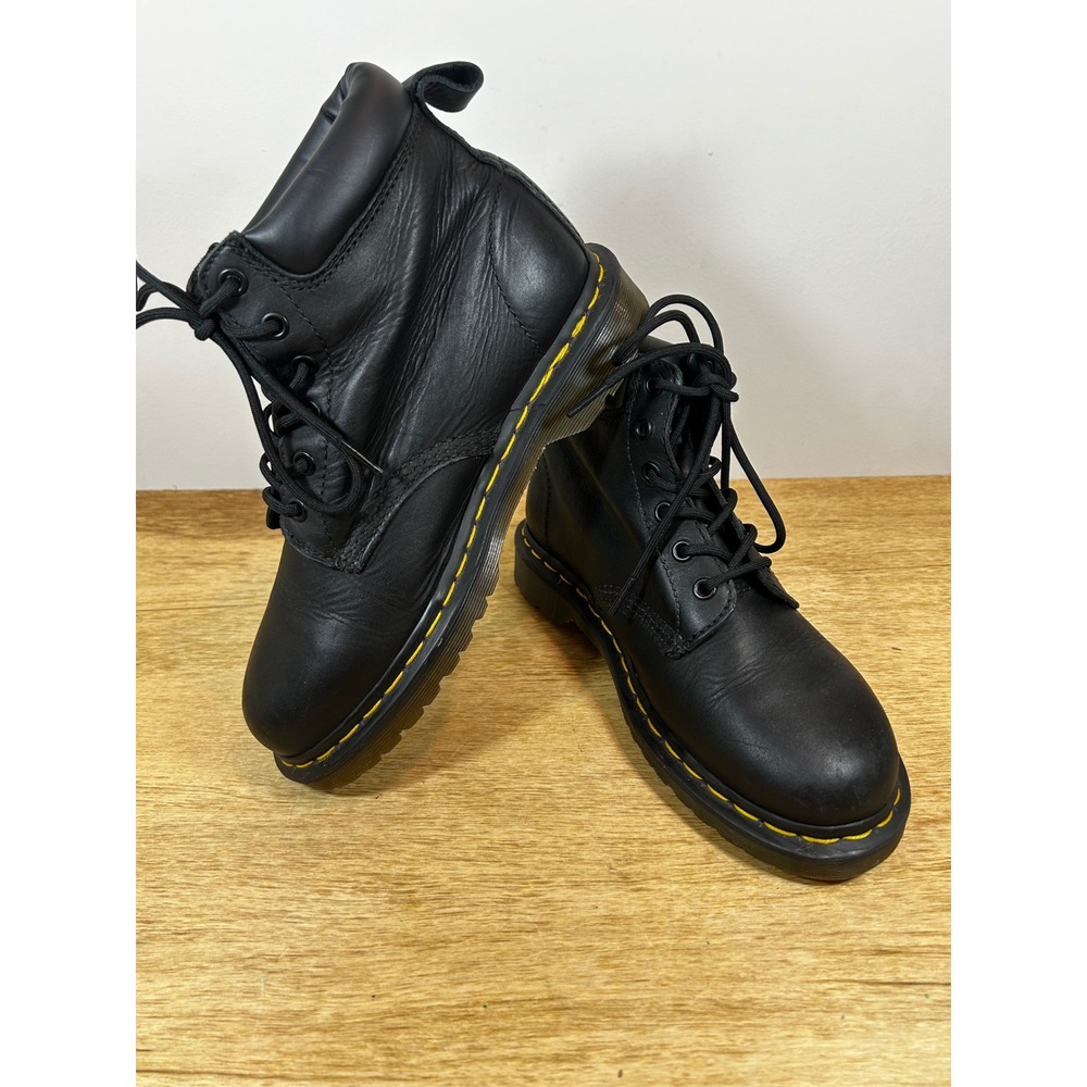 Dr. Martens 939 6-Eye Black Leather Padded Collar Boots Mens 6 Women 7 AW004